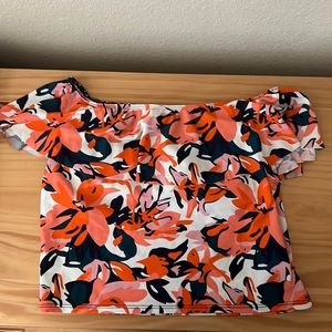 Ruffled off the shoulder bathing suit top